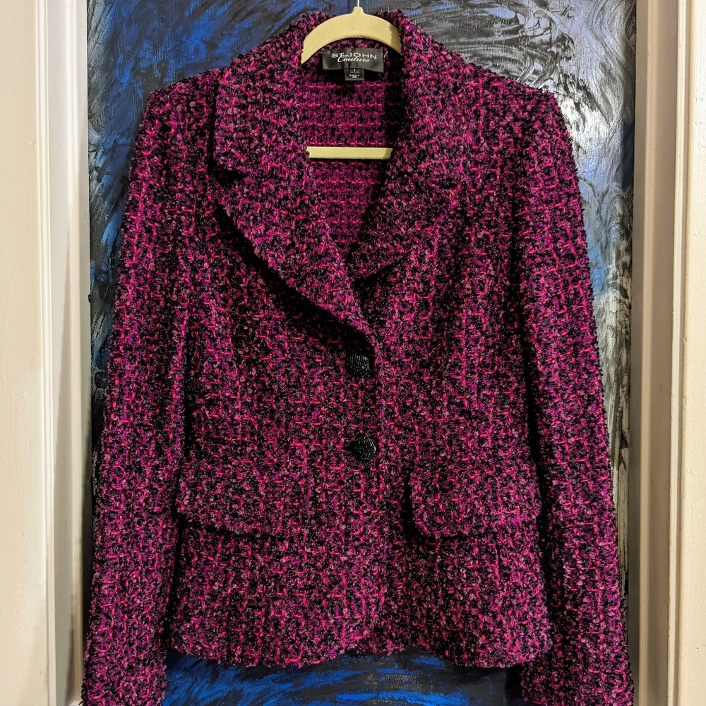 St John Couture Maroon Tweed Blazer